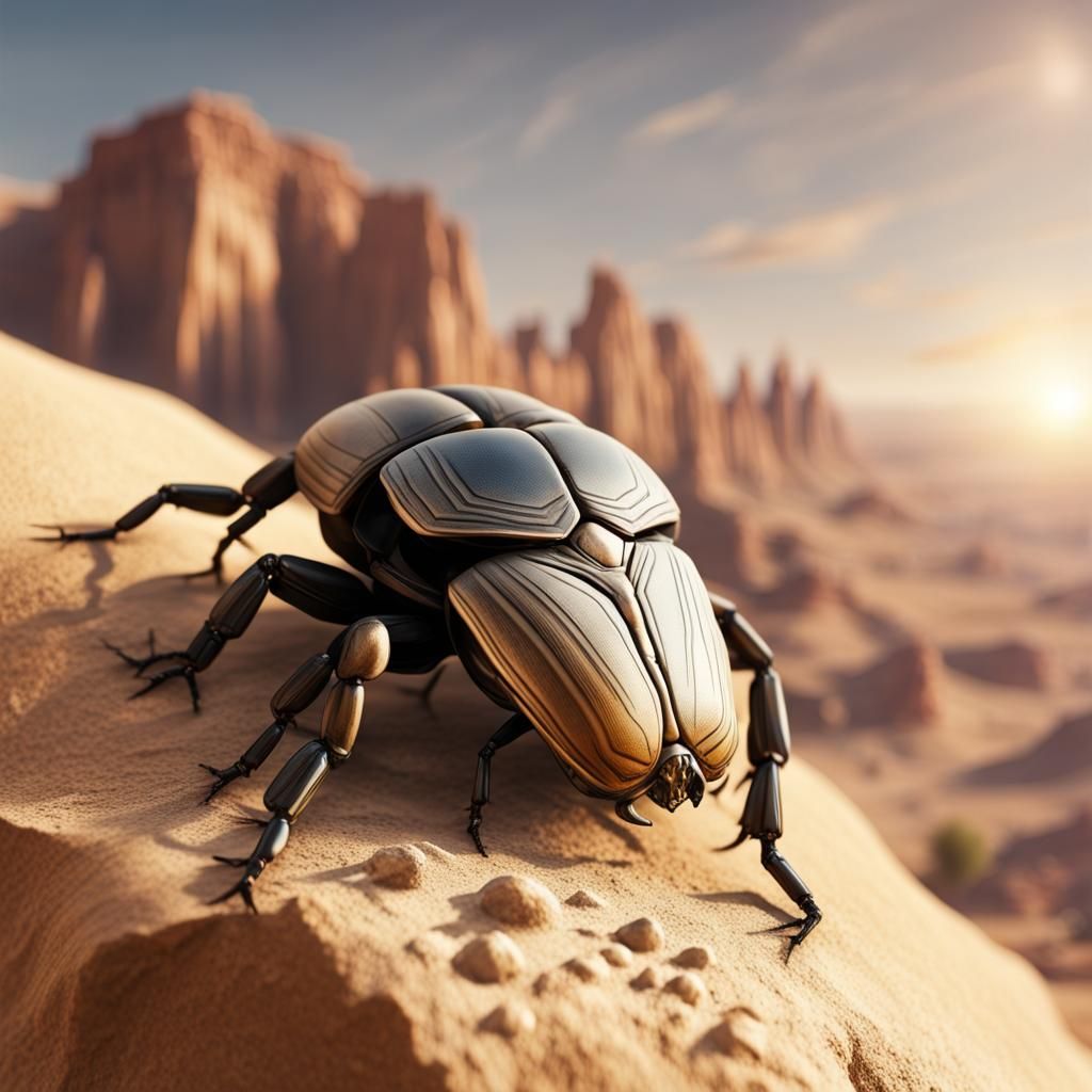 Hyperrealistic Desert Scarab Beetle in Canyon
