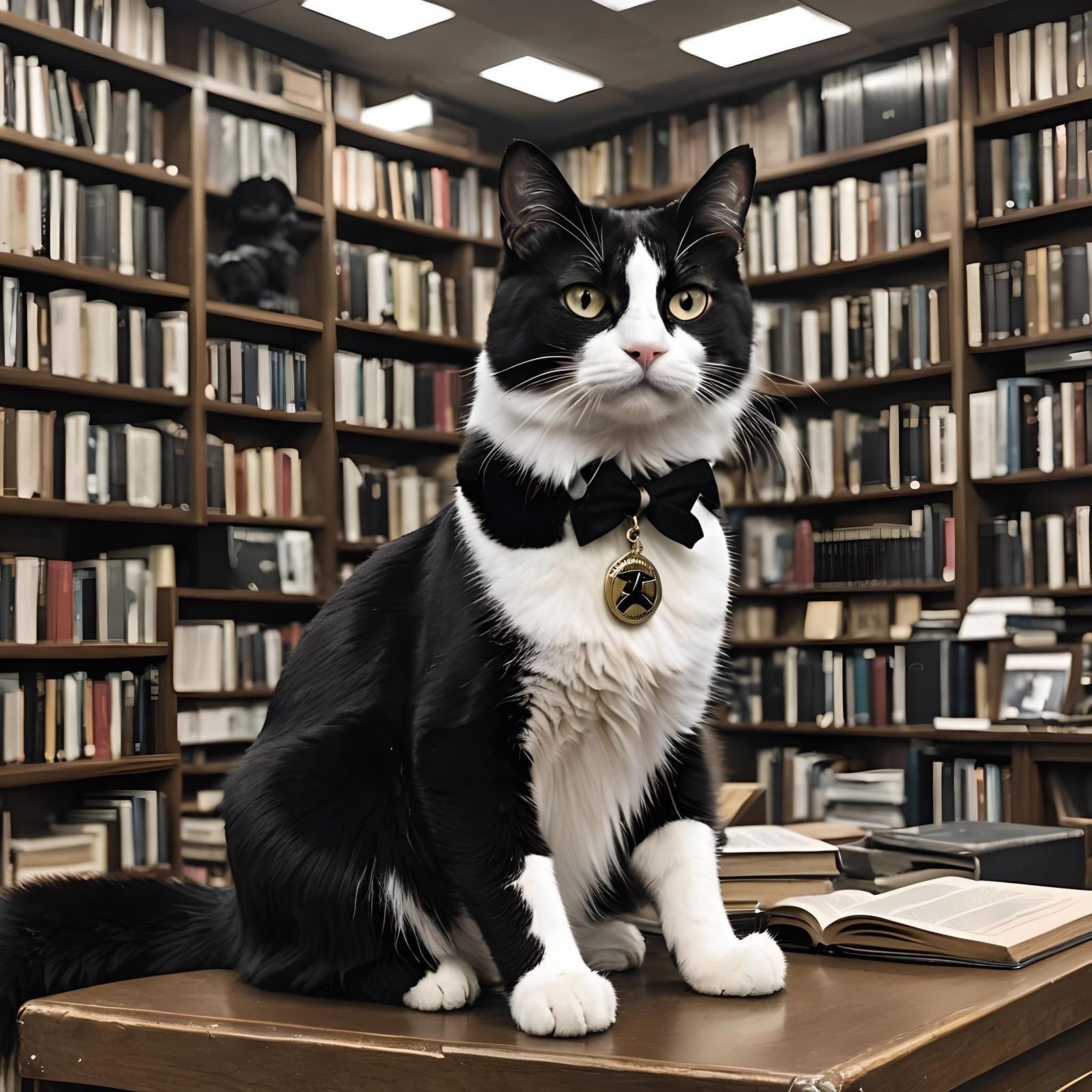 Oberon the Bookstore Cat, Detailed Matte Painting
