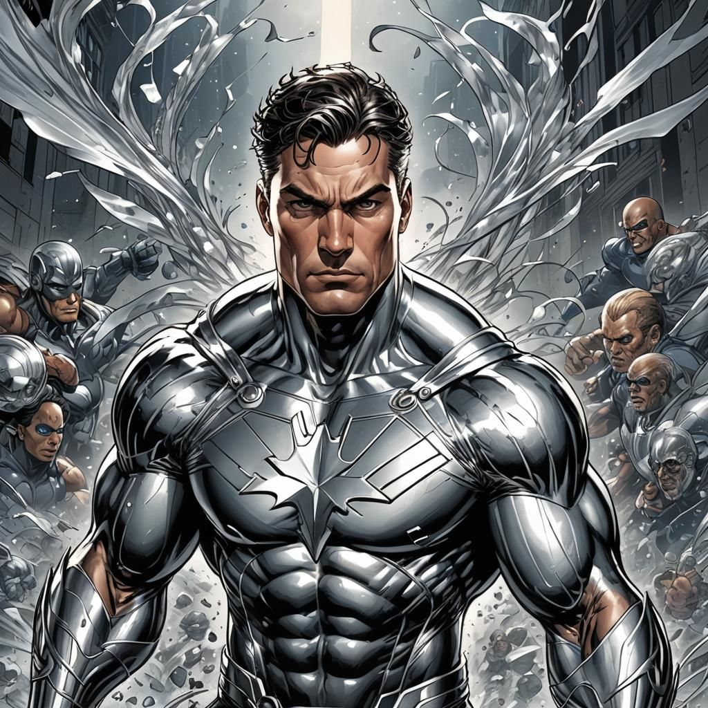 Silver Superhero Comic Book Art