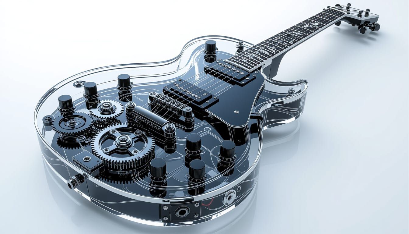 Transparent Acrylic Electric Guitar with Mechanical Internal...