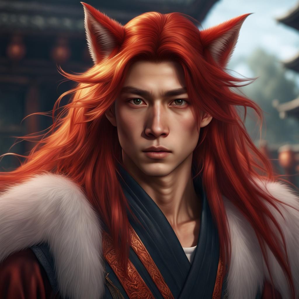 Hyperrealistic Nine-Tailed Fox Portrait in Matte Painting St...