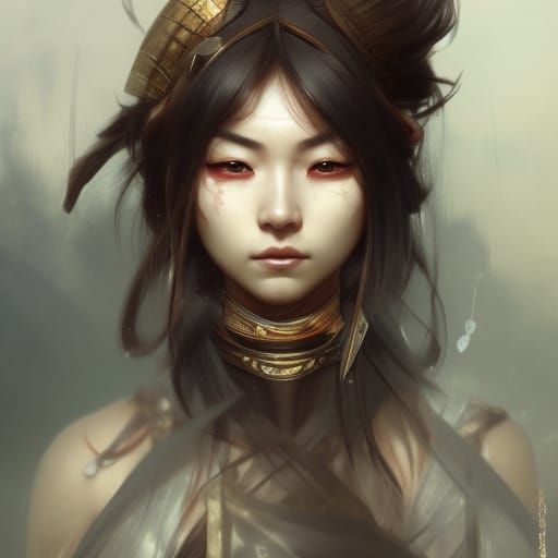 Japanese Warrior Woman: Fantasy RPG Portrait