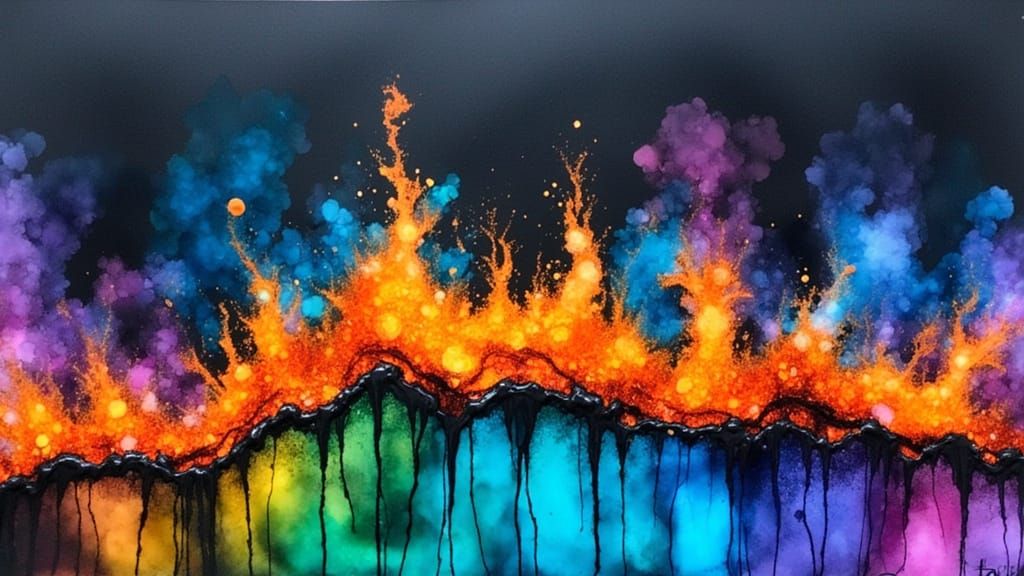 Fiery Sunburst in Orange and Yellow Alcohol Inks