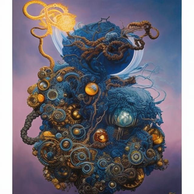 Detailed Sorcerer Portrait with Gems and Spirals