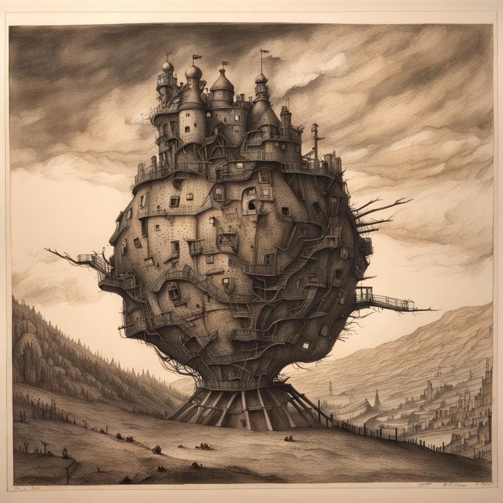 Howl's Moving Castle: Etching and Anatomical Drawing