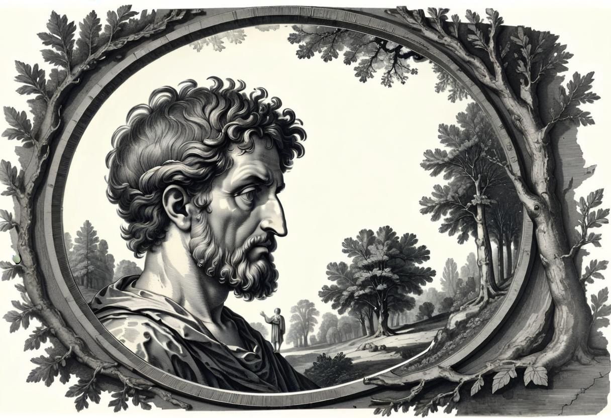 Philosopher's Reflection: Etching in 19th Century Style
