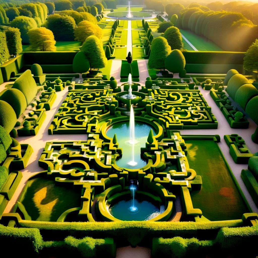 French Gardens of Chateau Versailles: 3D Render