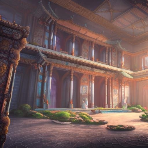 Underwater Summer Palace: Detailed Matte Painting