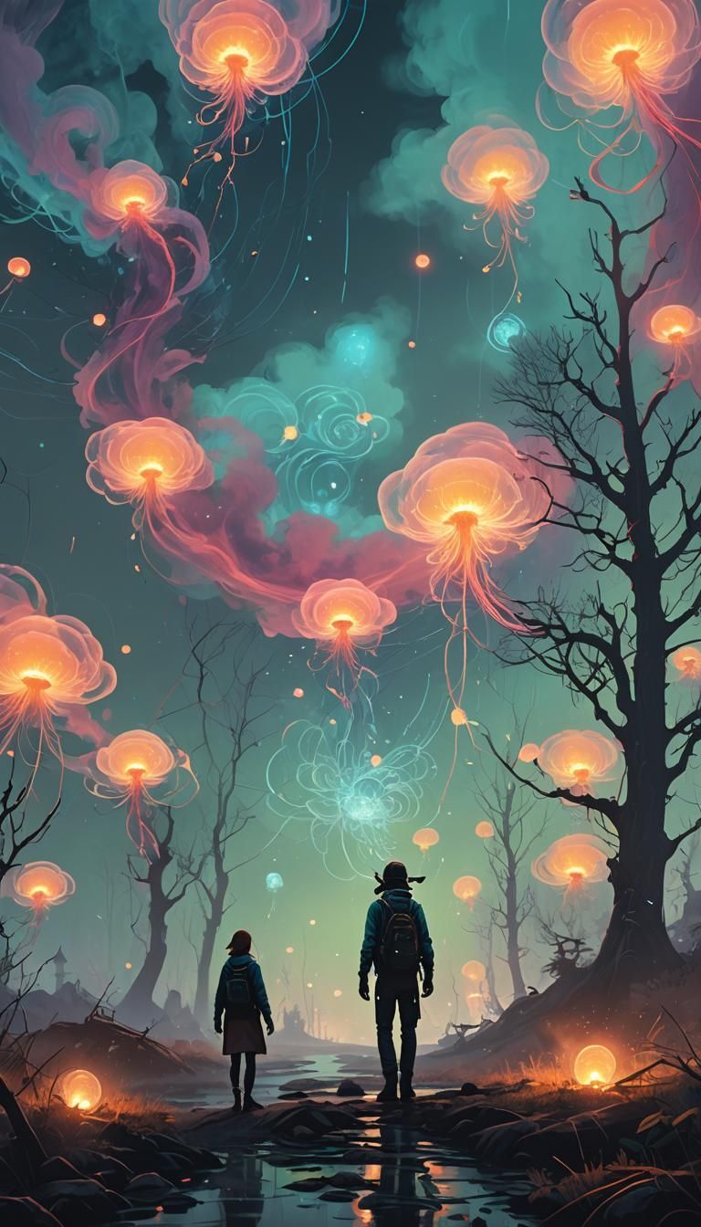 Magical Mother Daughter Whirlwind in Dreamlike Surrealism