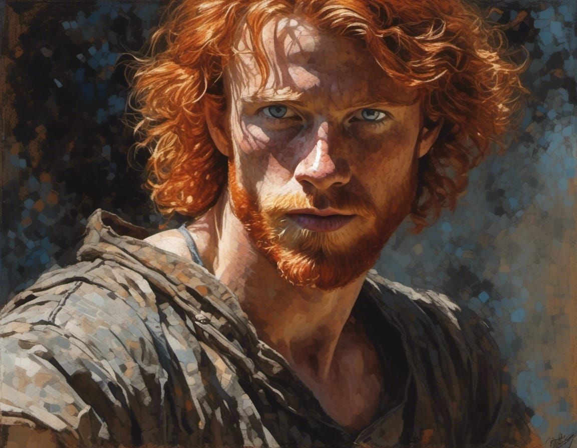 Dynamic Rapier Portrait in Dark Oil Painting Style