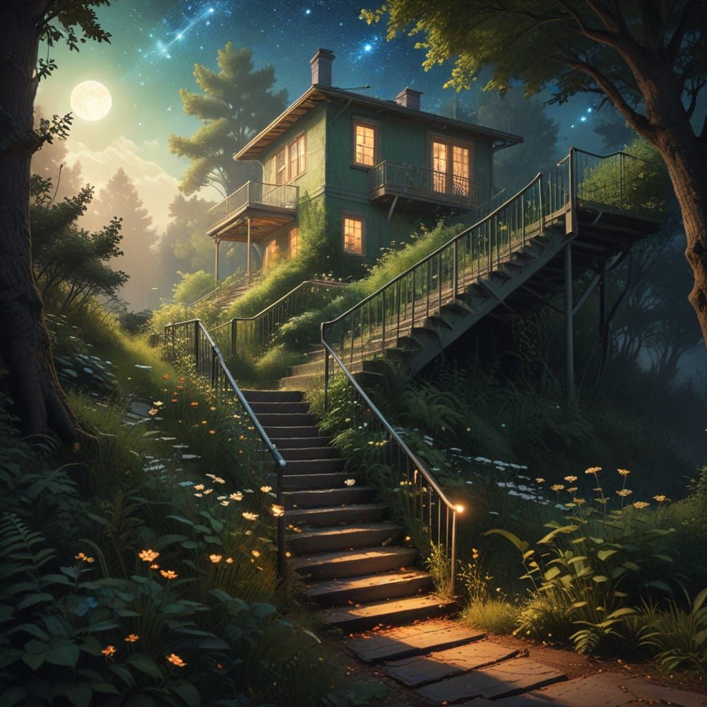 Infinite Stairway Ascends to Celestial Light