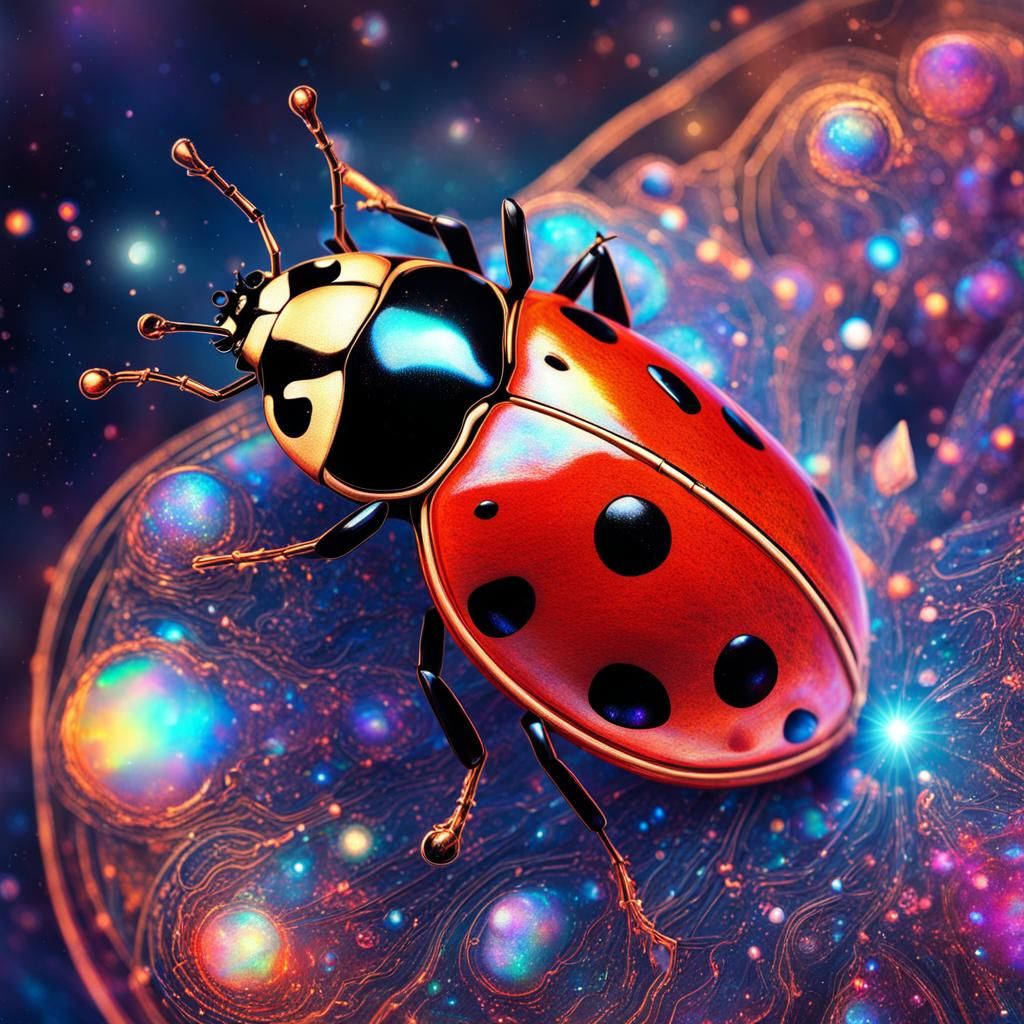 Holographic Ladybug in Cosmic Astral Illustration