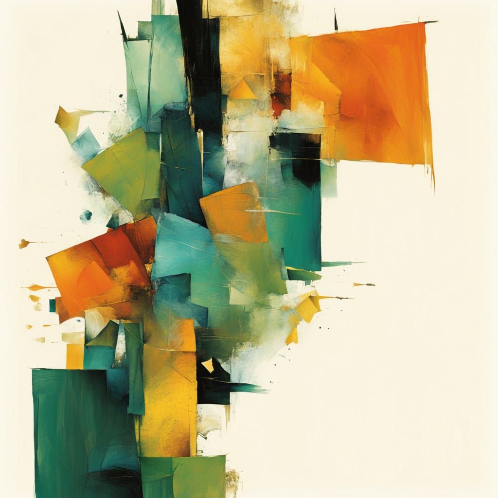 Cubist Gold Explosion in Earthy Tones