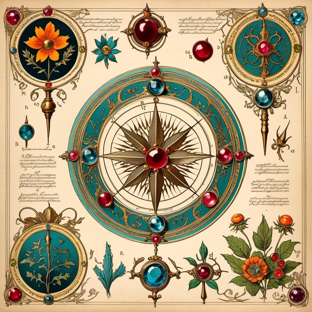 Witchy Protection Sigils in Antique Illustration Style