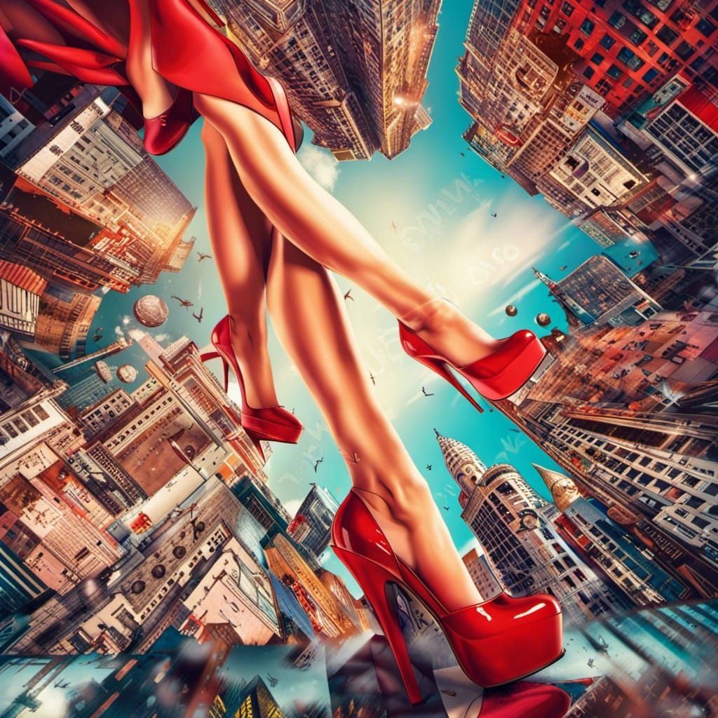 Sin City Panorama Through Legs in Comic Style