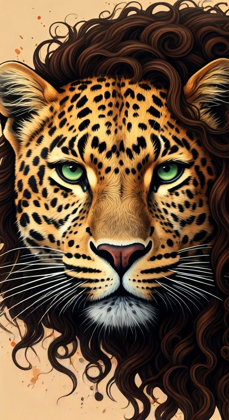 Leopard Woman Fusion: Tribal Tattoo Art Illustration