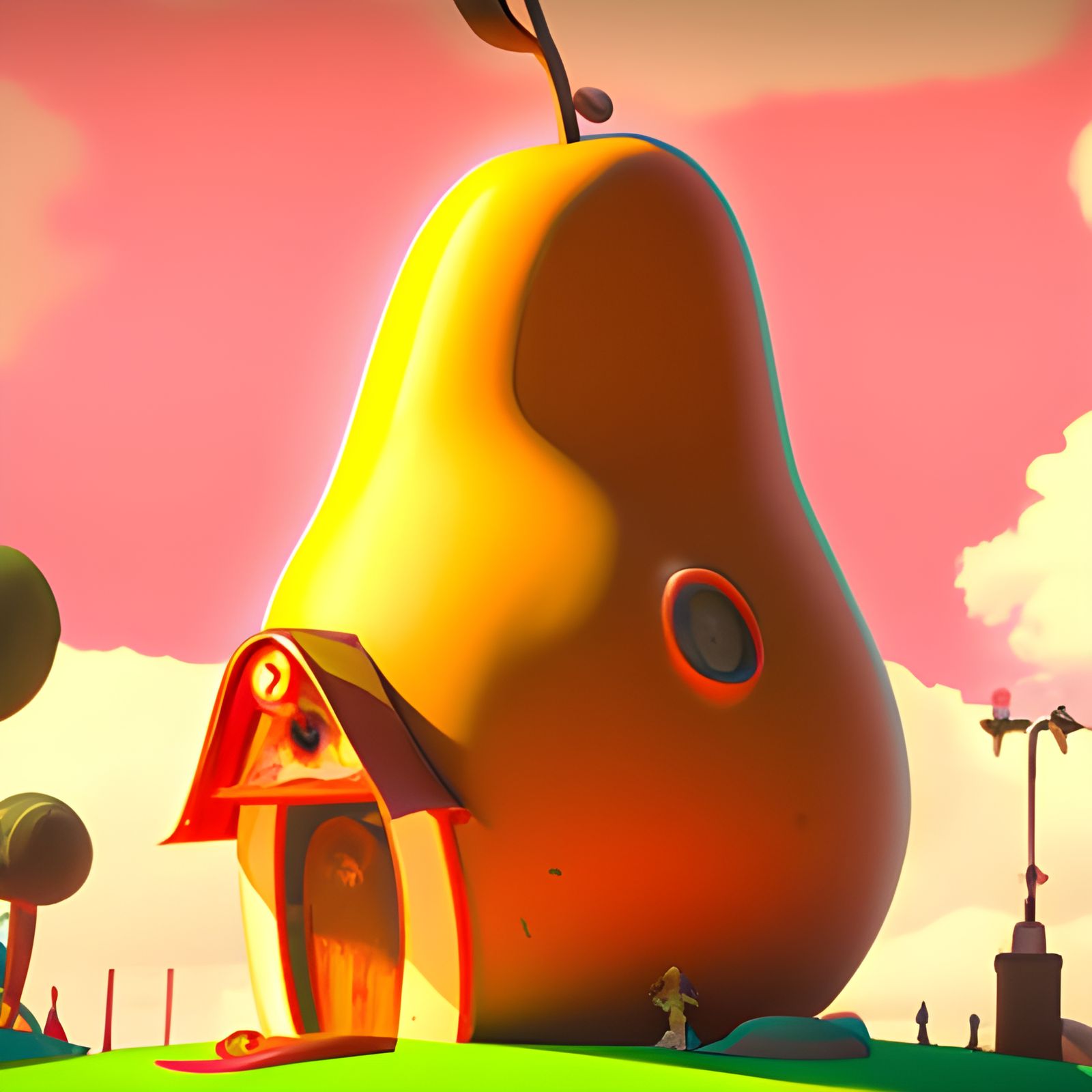 Pear Shaped House in Pixar Disney Style