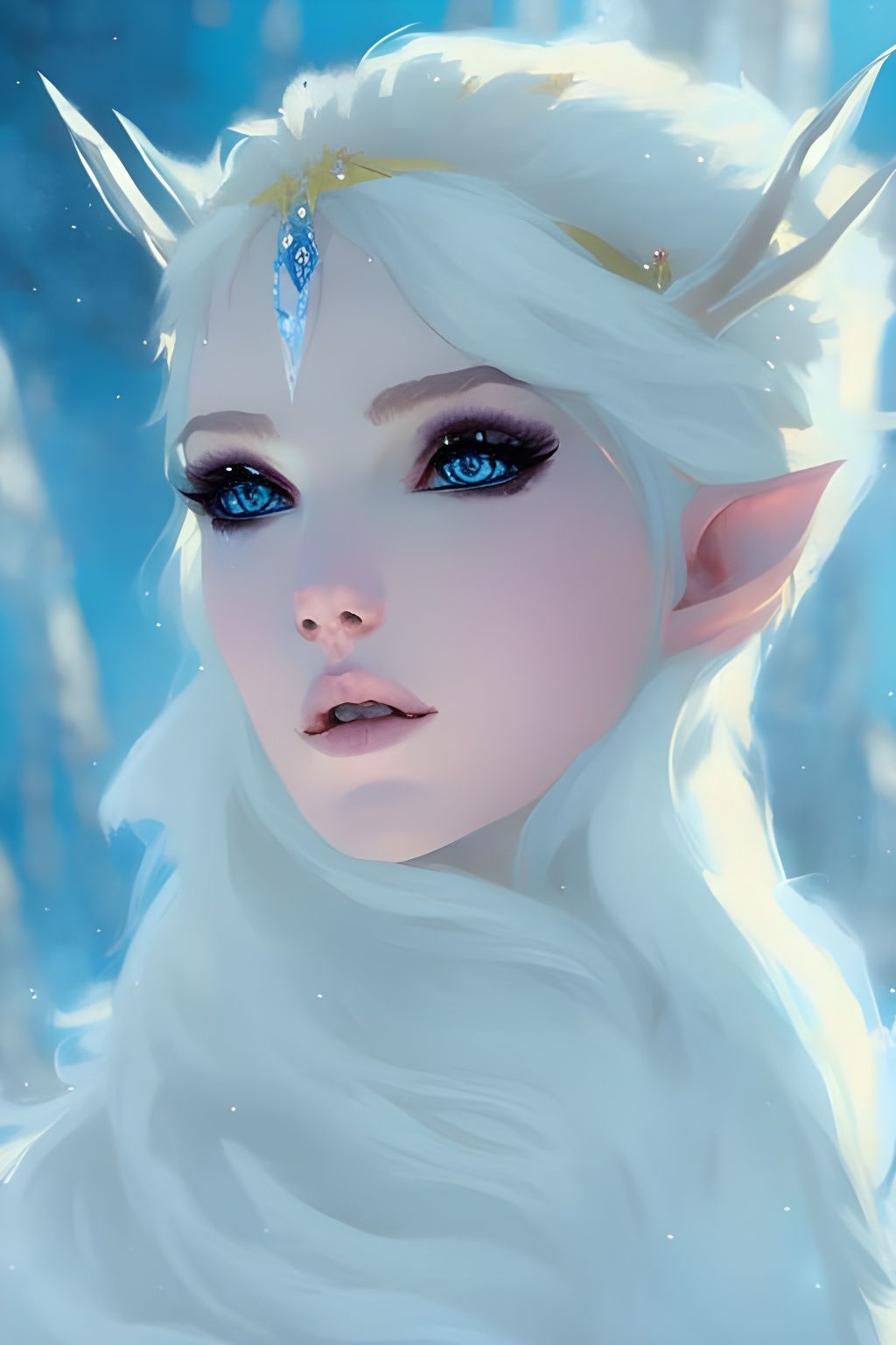 Snow Elf Portrait in Detailed Digital Art