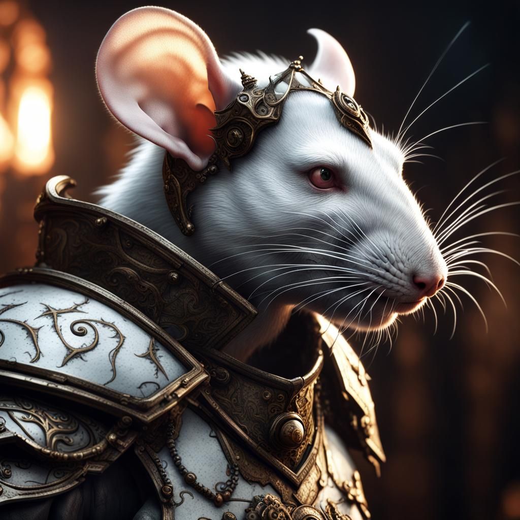 White Rat in Demonic Armor: Detailed Matte Painting