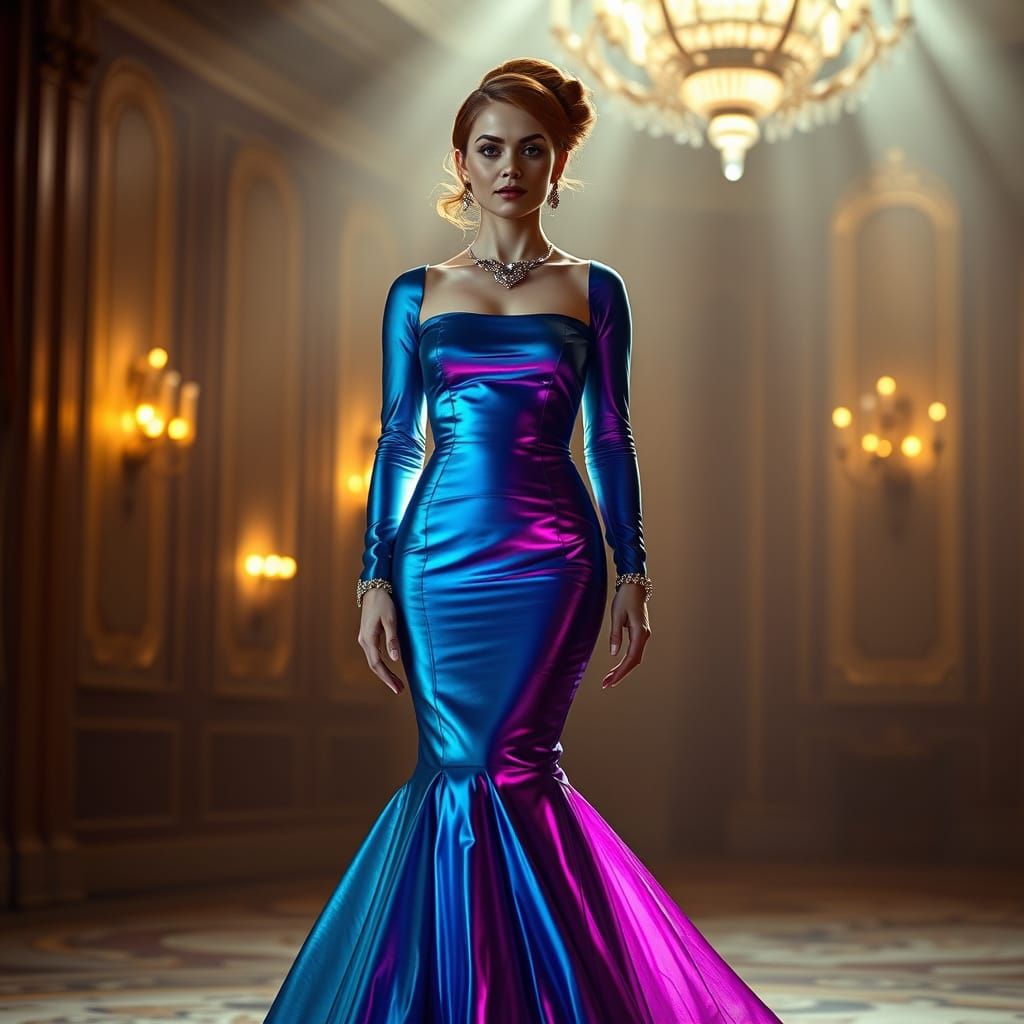 Elegant Woman in Crystal Geode Ball Gown