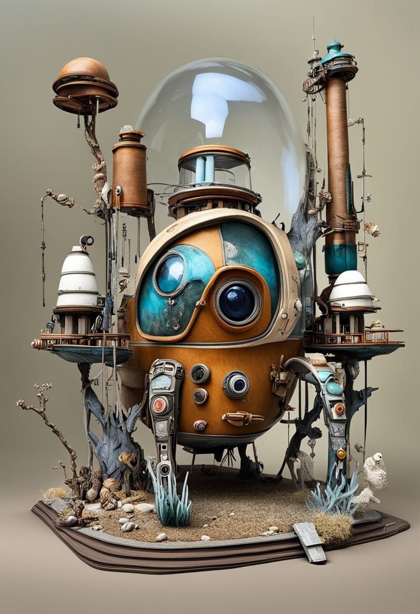 Shrink Ray Accident in Retrofuturist Style