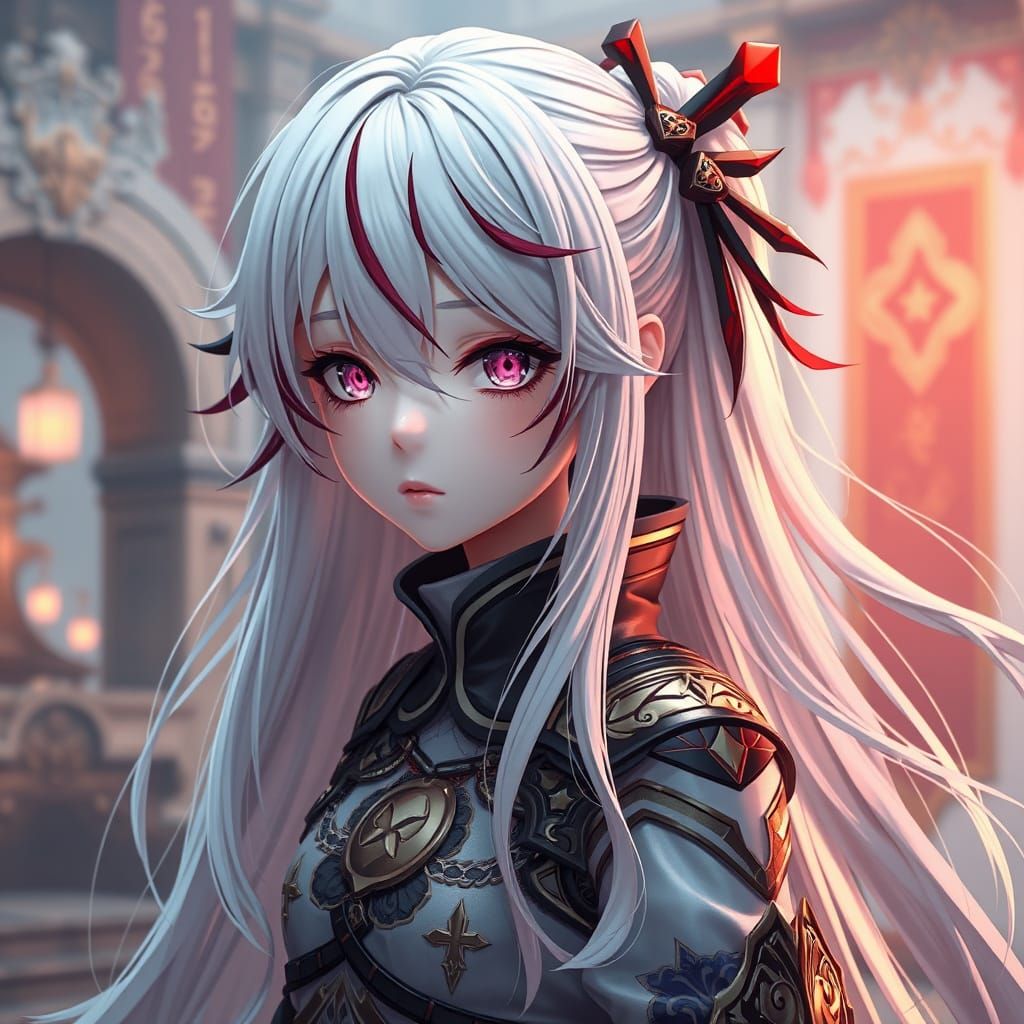 Anime-Inspired Girl with Vibrant Hair and Eyes