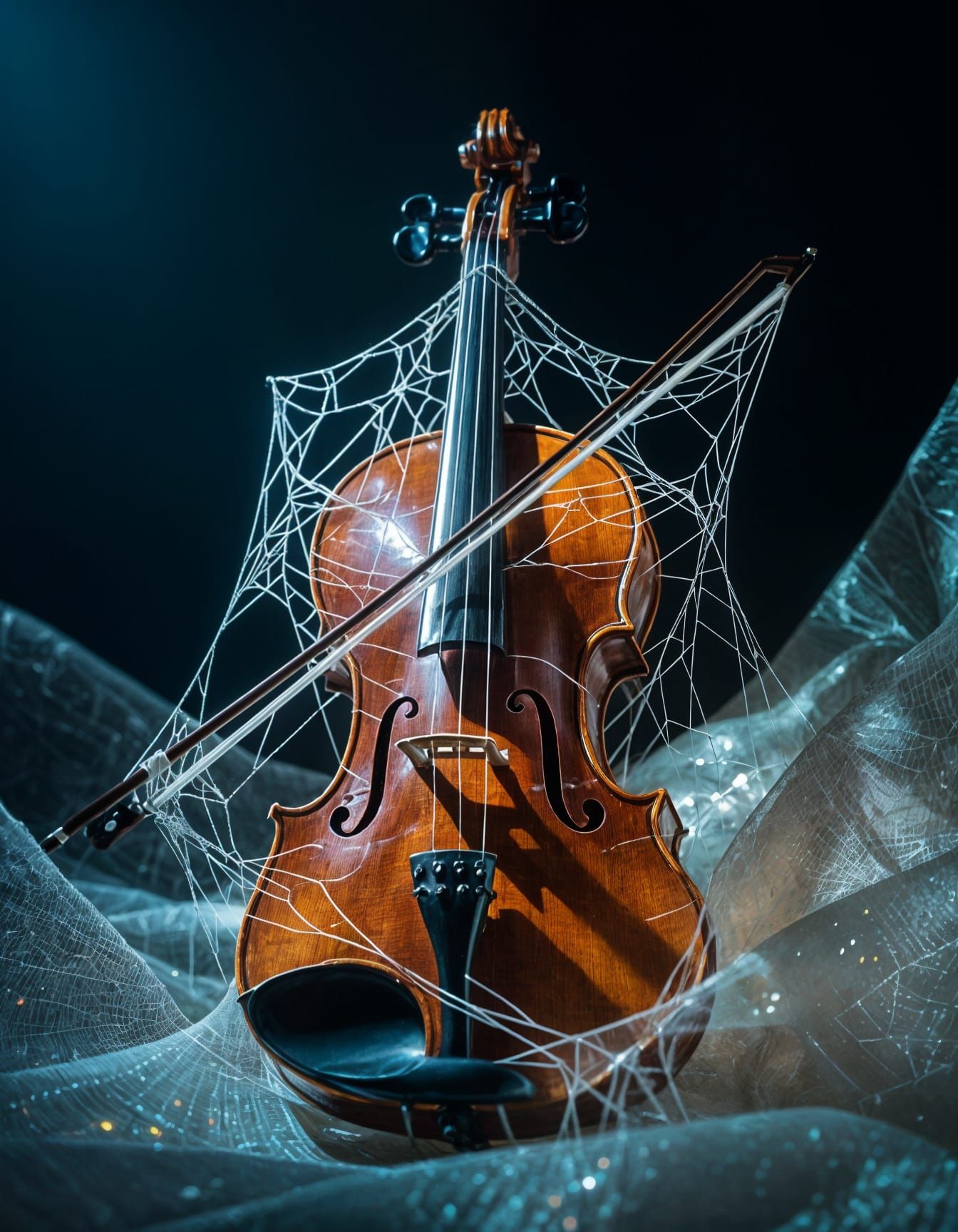 Spider Silk Violin in Cinematic Light