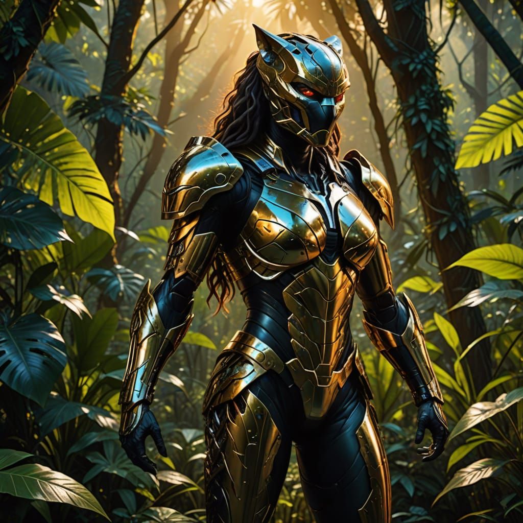 Fierce Female Predator in Biomechanical Armor