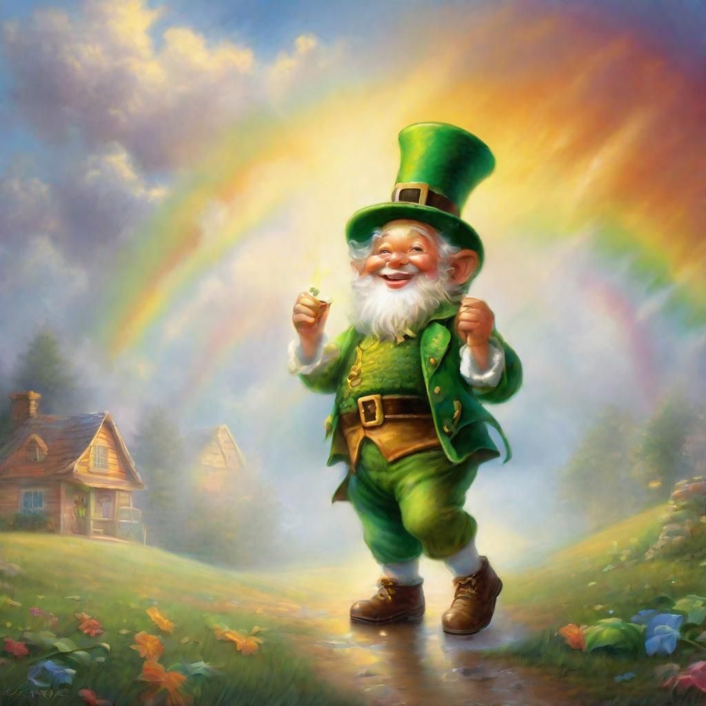 Dancing Leprechaun with Pot of Gold