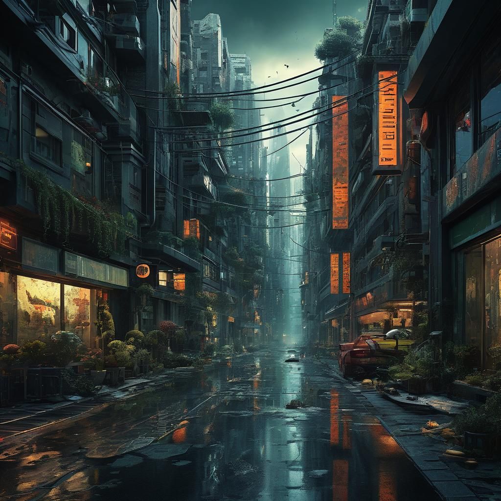 Post-Apocalyptic Cityscape in Ruins