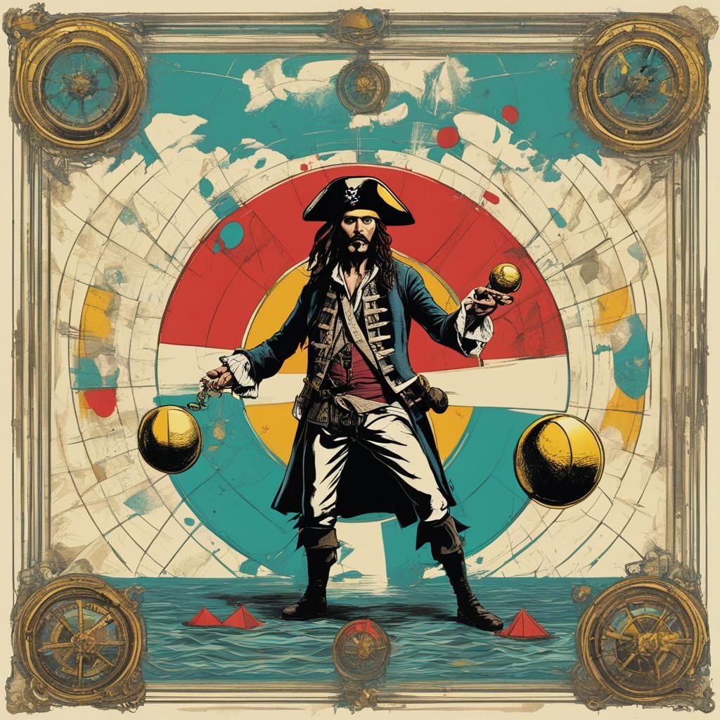 Pirate Juggling Doubloons in Pop Art Style
