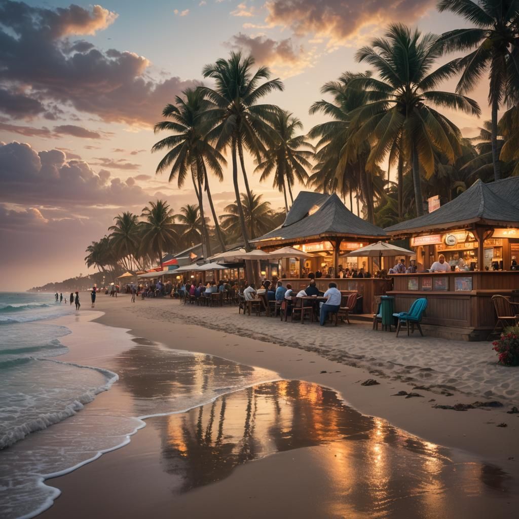 Tropical Beach Sunset in Dreamy Cinematic Style