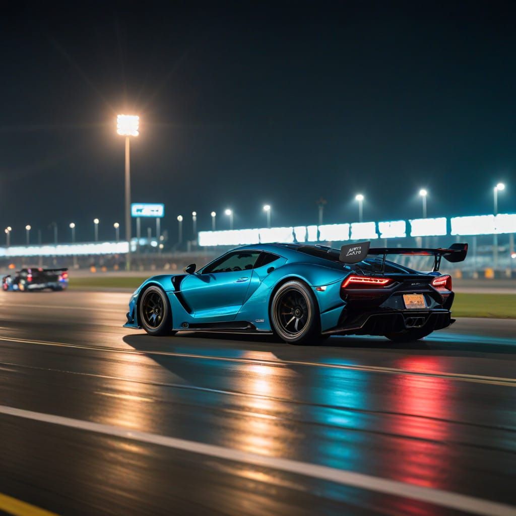 Cyberpunk Supercars Depart Daytona Beach Race Track