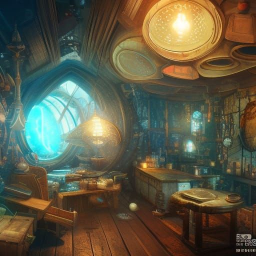 Steampunk Universe in Glass Sphere: 8K Resolution