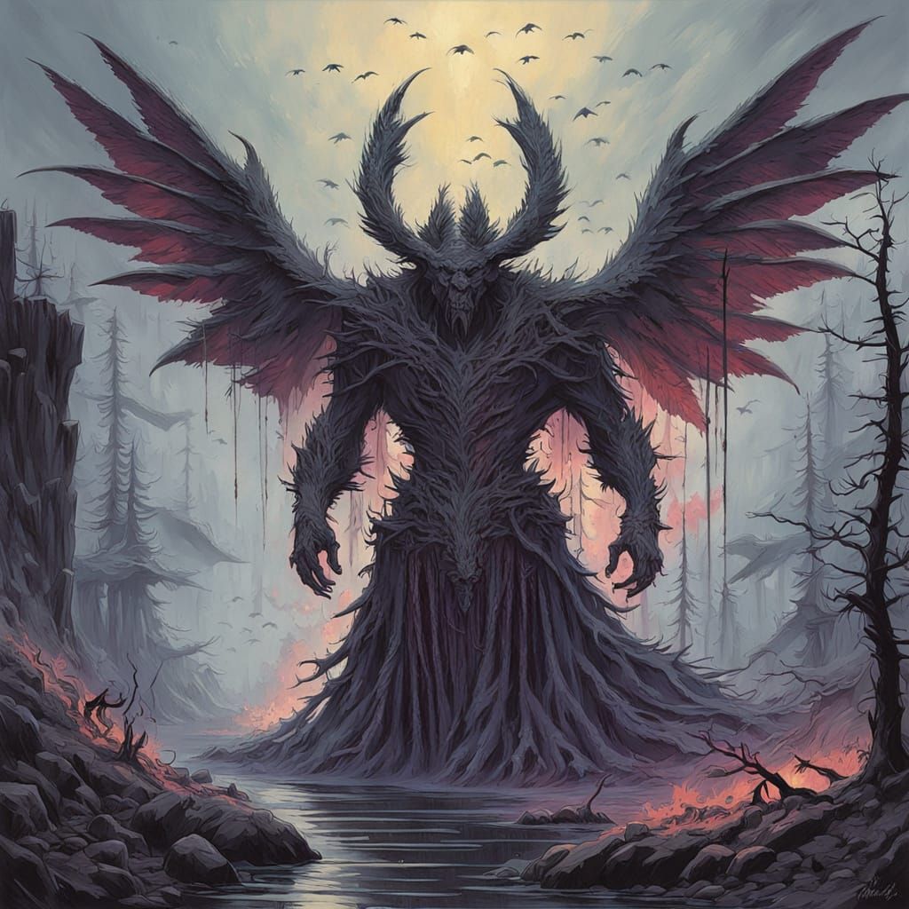 Majestic Androgynous Figure Blends Angel and Demon