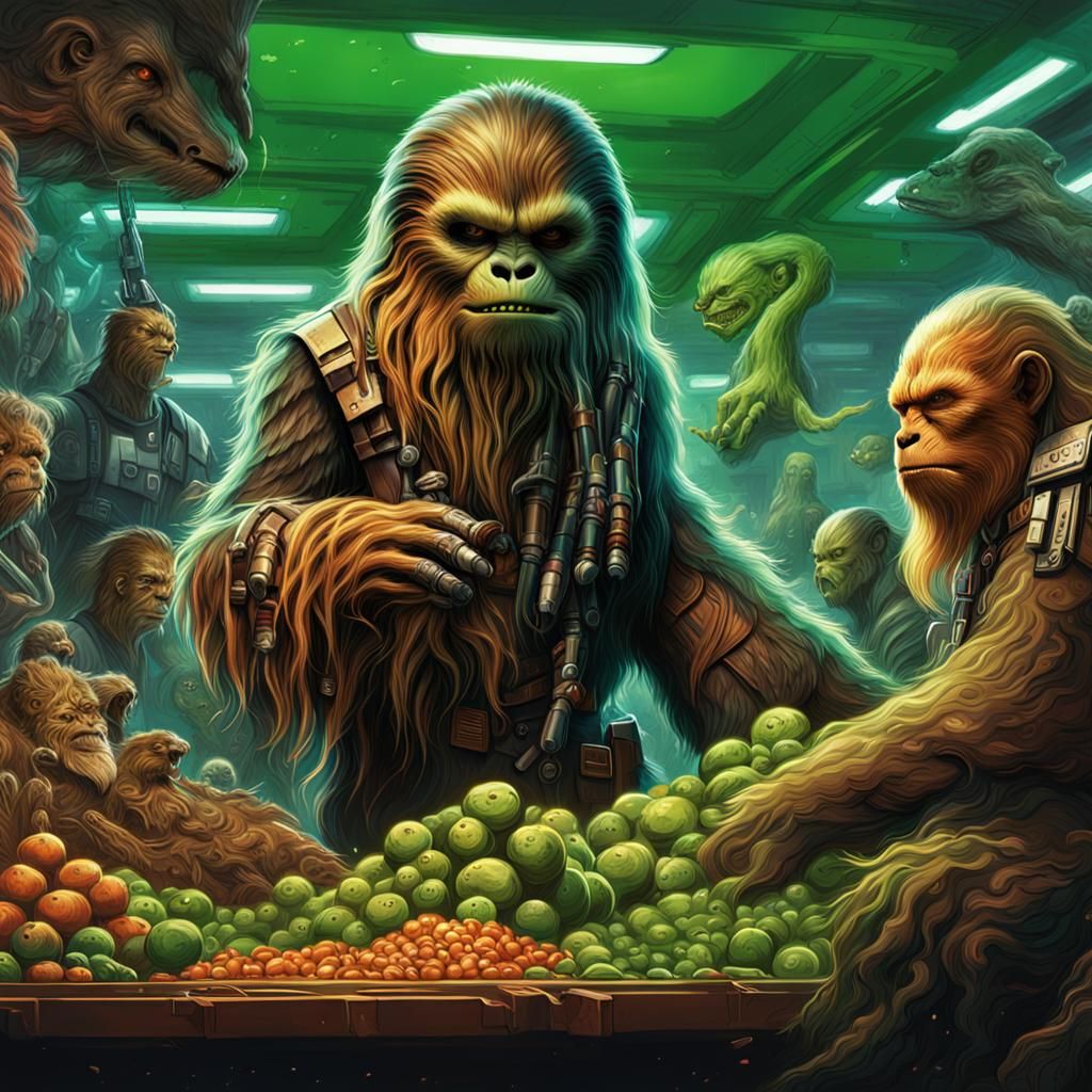 Wookiee Planet Market with Alien Creatures