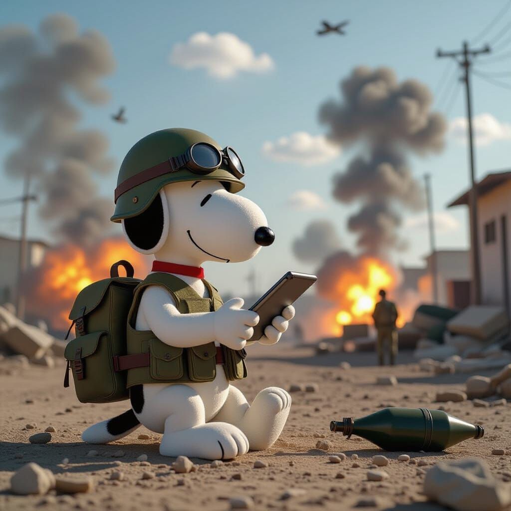 Snoopy the War Correspondent in Cinematic Style