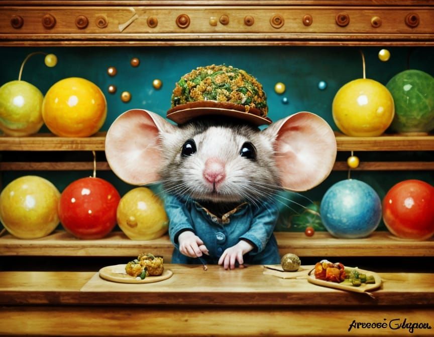 mouse with a cheese ball collection
