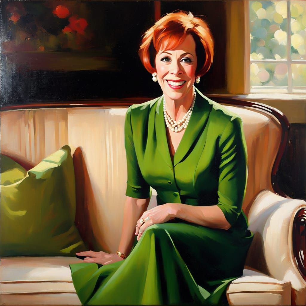 Retro Housewife Portrait in Impressionistic Oil Style