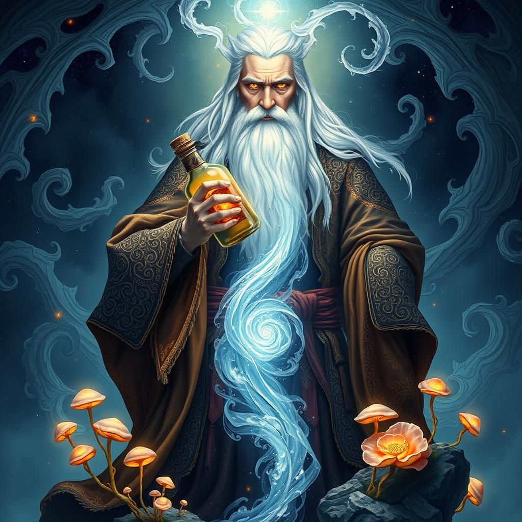 Nordic Shaman with Elixir of Life in Dreamlike Style