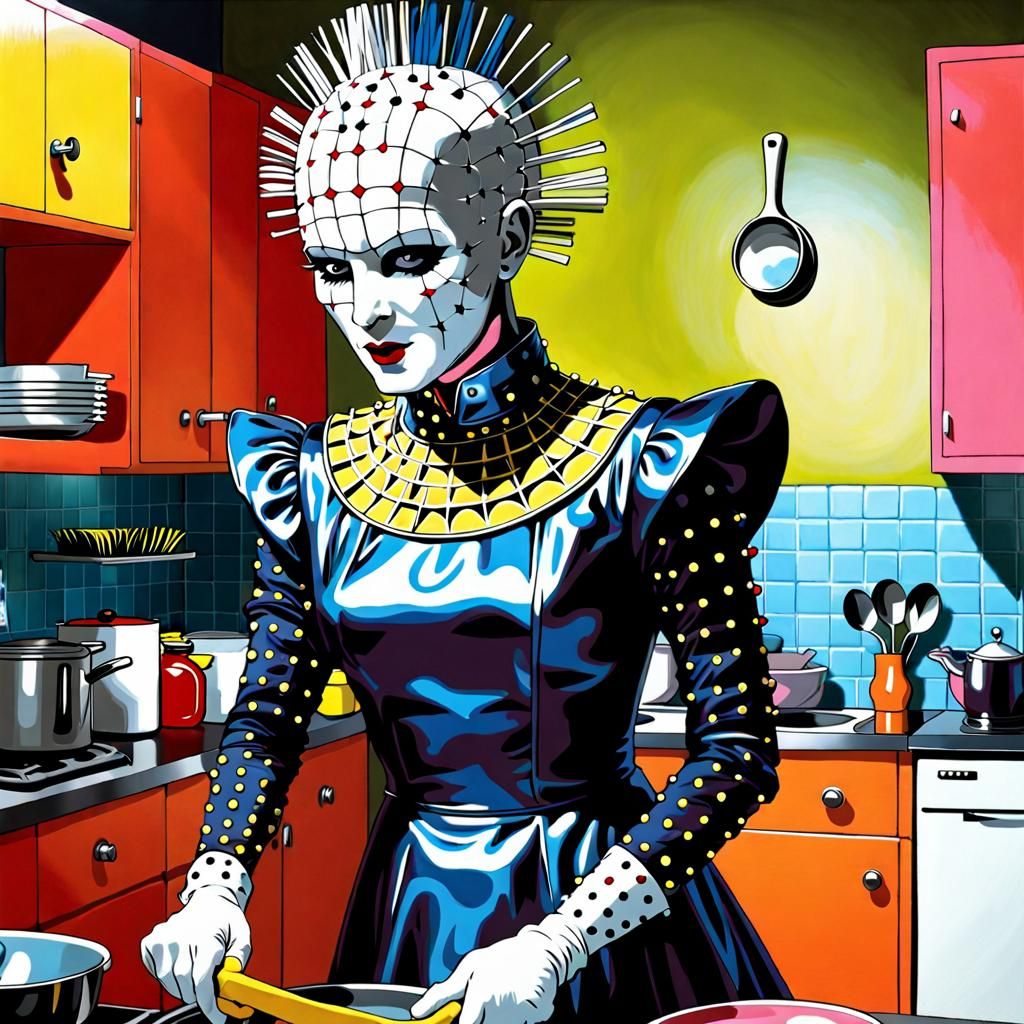 Pinhead Cleans Up: A Hellraiser Housewife in 60s Style