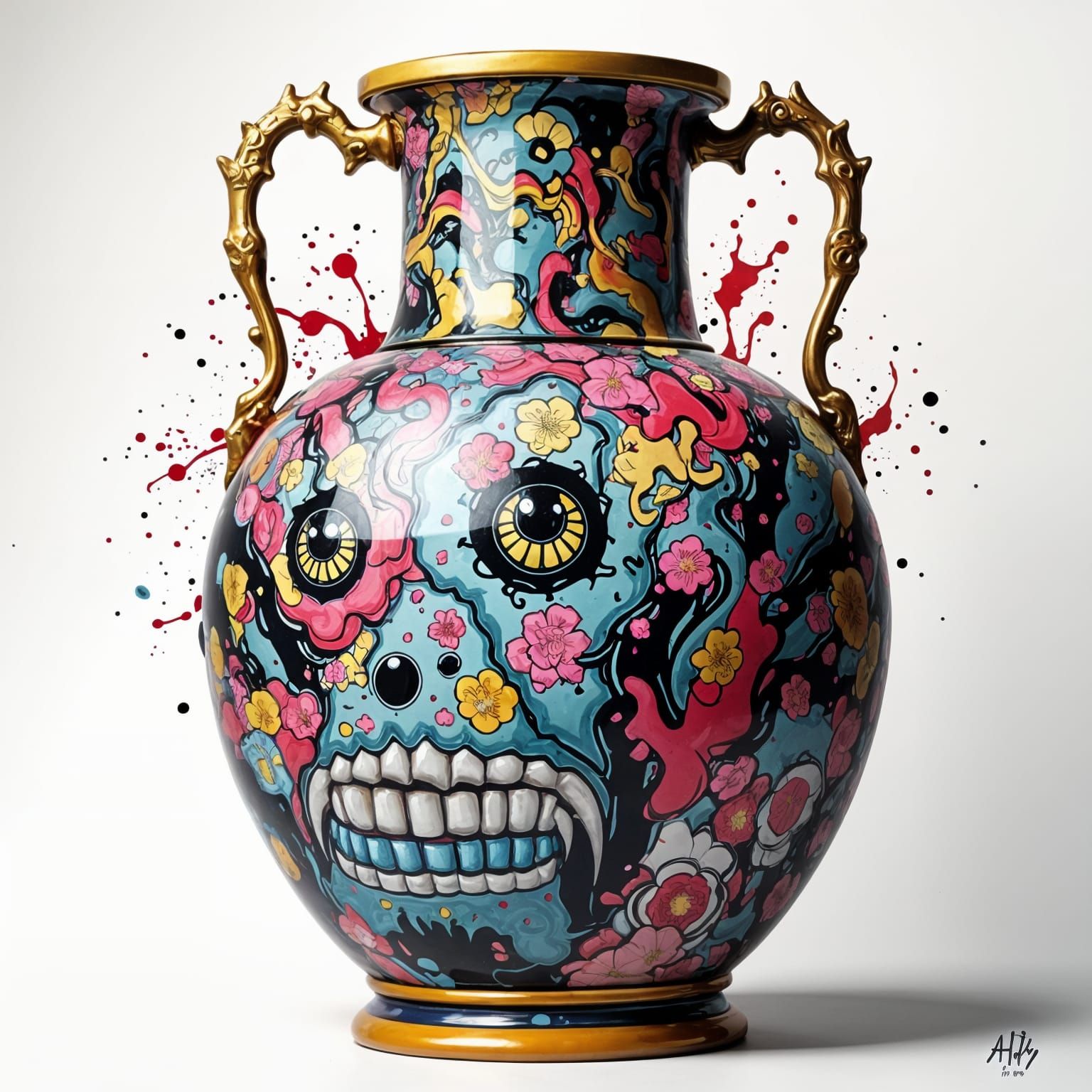 Vibrant Graffiti Ming Vase in Imperial China Style