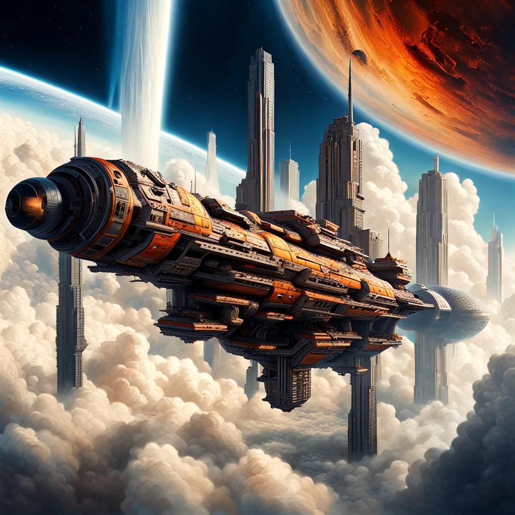 Anti-Gravity Cloud City in Sci-Fi Style