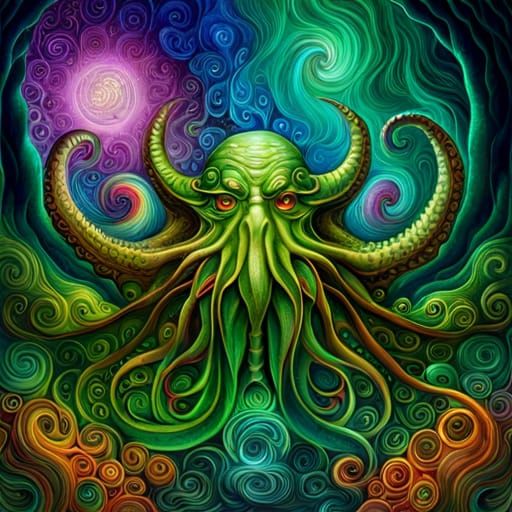 Cthulhu Awakens in Detailed Fantasy Art Style