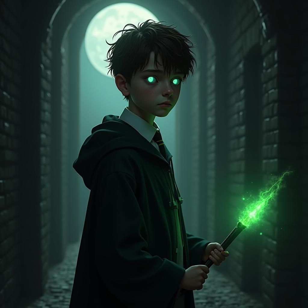 Slytherin Scholar in Dark Fantasy Realm
