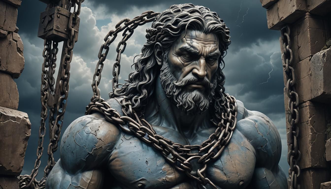 Atlas Hauling Boulders: Surreal Digital Matte Painting