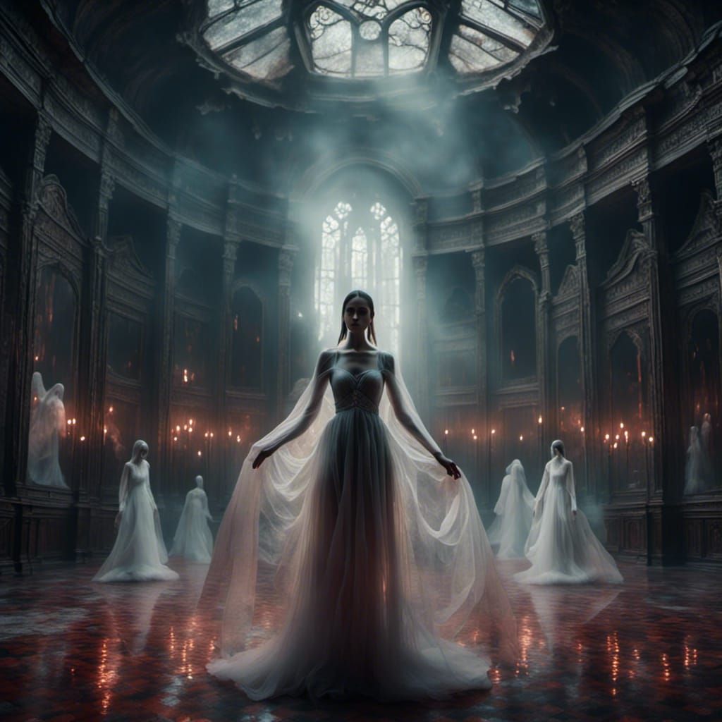 Ghost Ballerina Dances in Hall of Mirrors