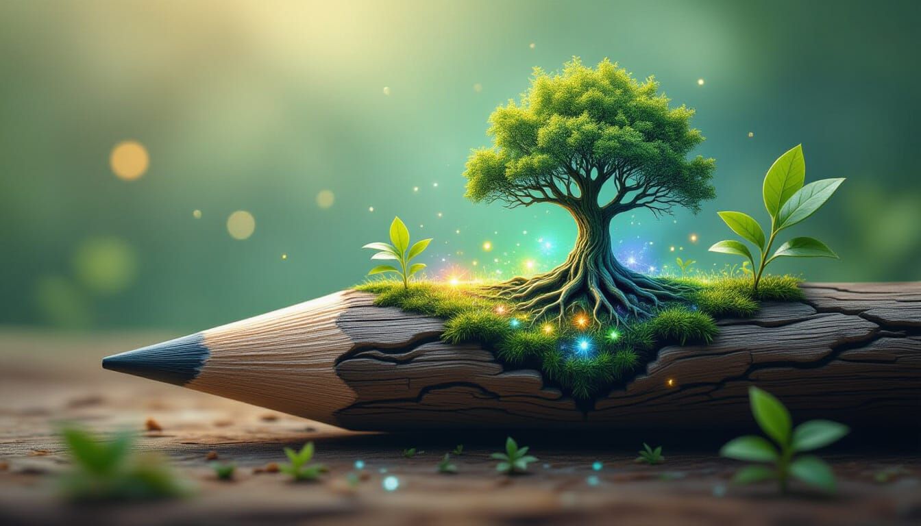 Pencil Transforms into Magical Forest with Bioluminescent Cr...