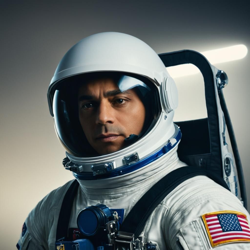 Astronaut Portrait in Spacesuit with Golden Lighting