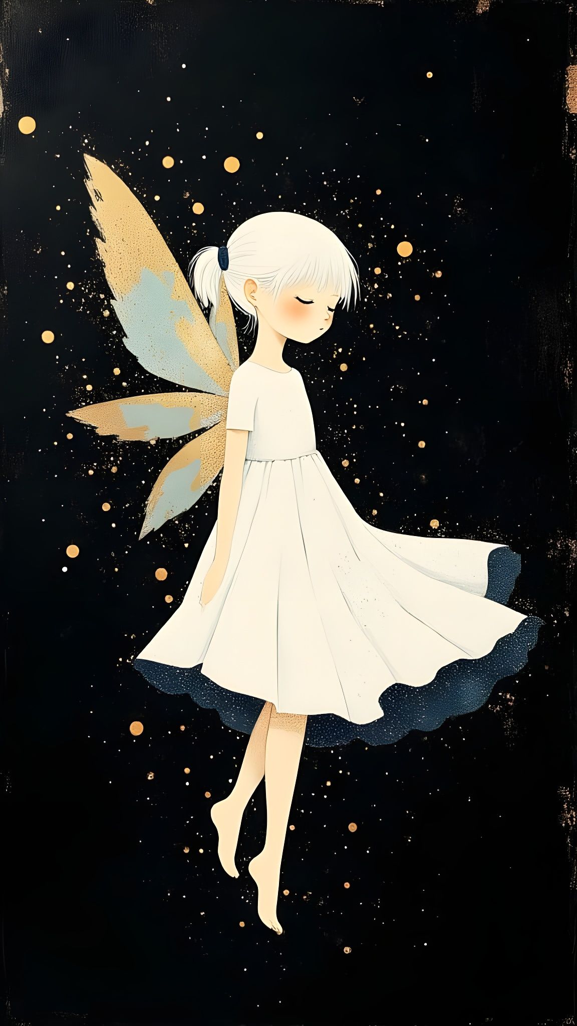 White-Haired Fairy with Wings in Renoir Style